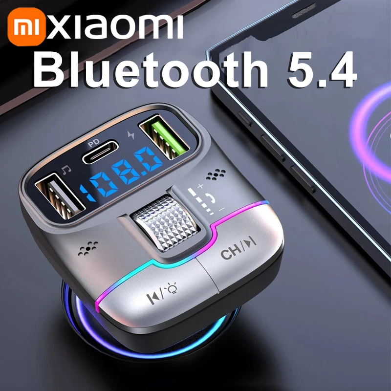 Xiaomi FM Transmitter Bluetooth 5.4 Hands-Free Car AUX Radio Modulator MP3 Player with Fast Charging Adapter Auto Accessories