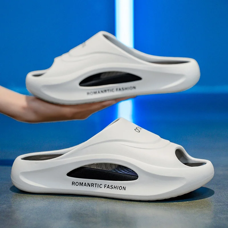 Pantoufles d'été pour hommes, sandales de plage décontractées, antidérapantes, confortables, sensation de marche en plein air, matériau EVA