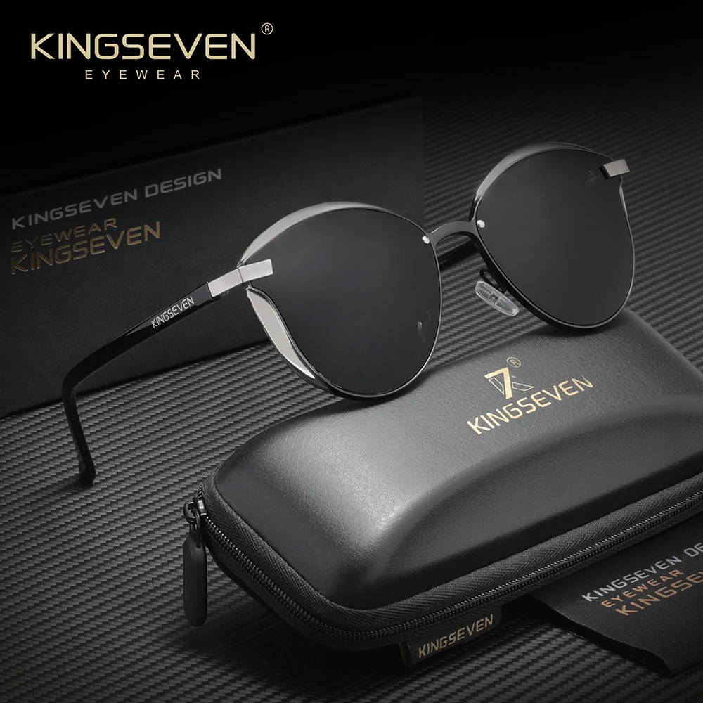 

KINGSEVEN Polarized Women's Sunglasses Cat Eye Mirror Lens Fashionable Luxury Ladies Elegant Eyewear