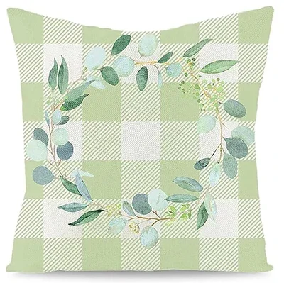 Spring and Summer Pillowcase Eucalyptus Leaves Garland Truck Cushion Cover Linen Pillowcase Decoration Farmhouse Sofa Home