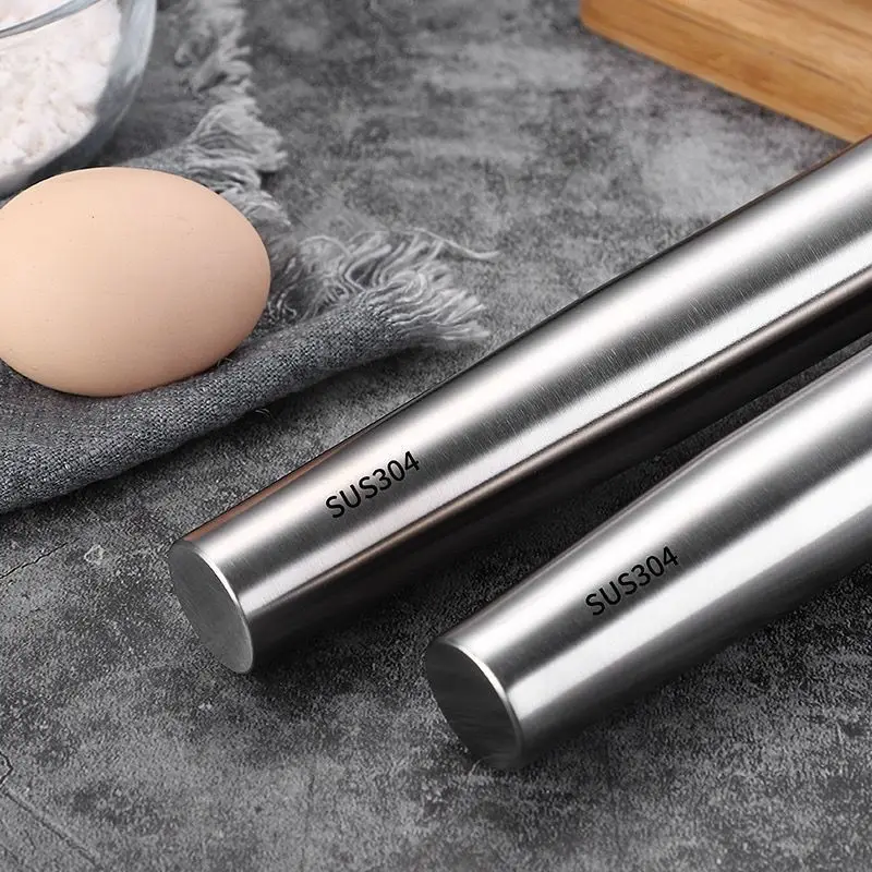 304 Stainless Steel Rolling Pin Non-stick Dough Rolling Machine Pasta Biscuit Roller Tools Pastry Bakery Kitchen Accessories