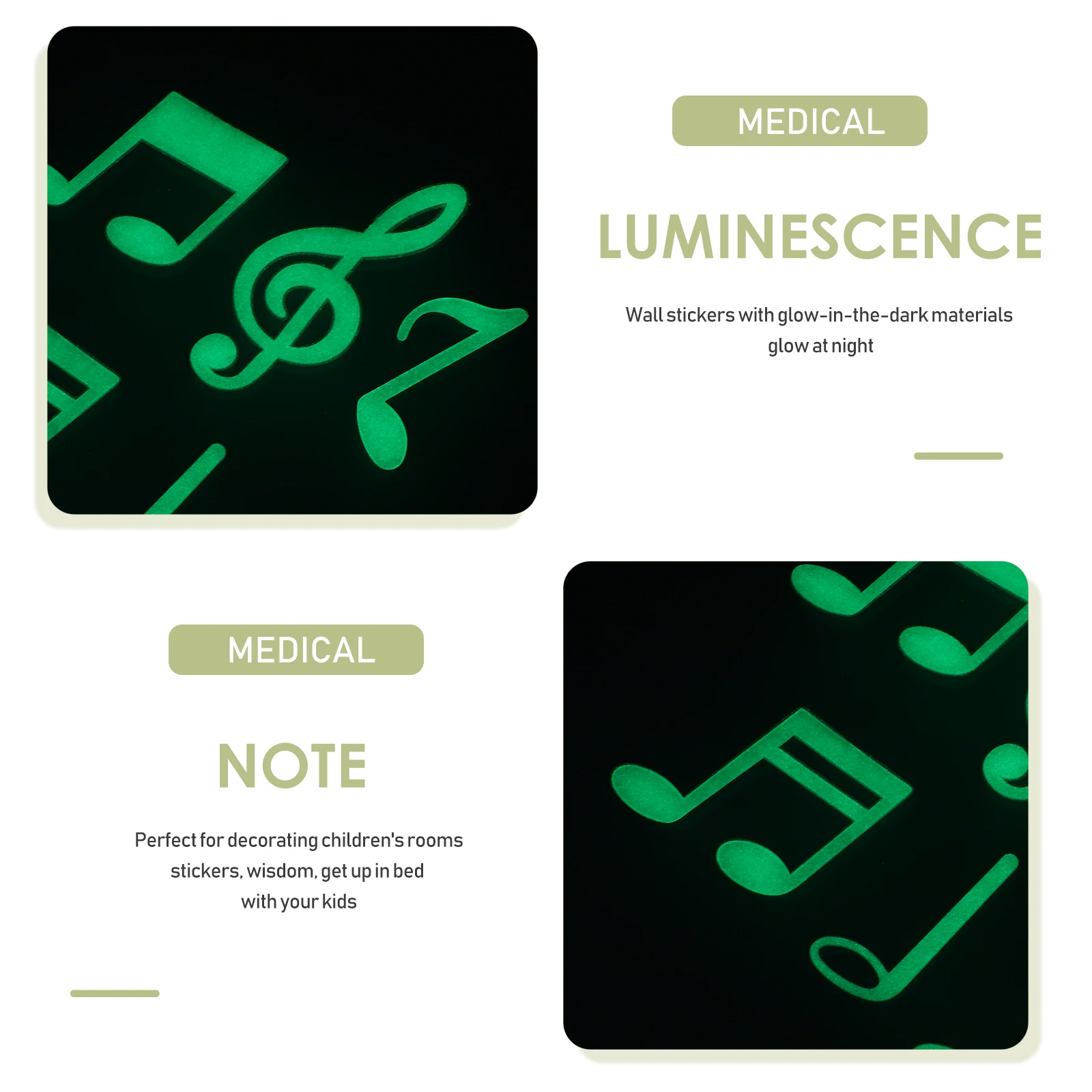 

1 set 1 Set Music Note Pattern Wall Decals Luminous Glow Plastic Stickers For Home Decor Living Room Bedroom Walls Decorations