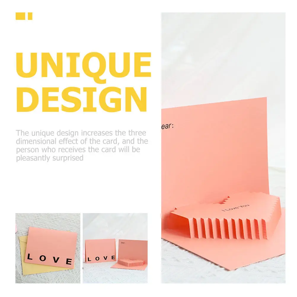 

2Pcs 3D Heart Greeting Cards Valentine's Day Gift Card for Boyfriend Girlfriend Party Festival Blessing Message Card