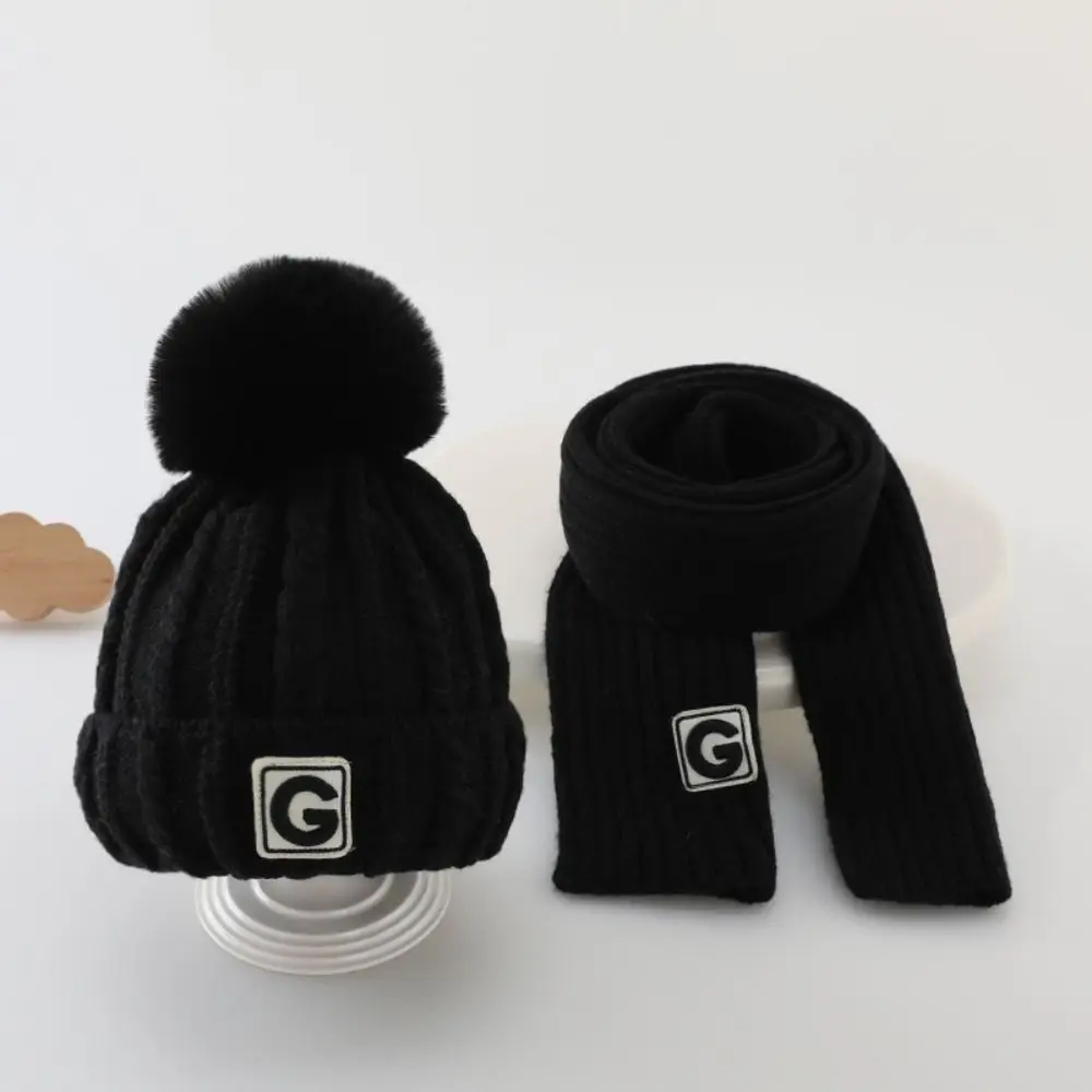 

Утолщенная детская шапка с шарфом на шею, теплая плюшевая шапка, детская вязаная крючком шапка в корейском стиле, однотонная детская шапка для защиты ушей для мальчиков