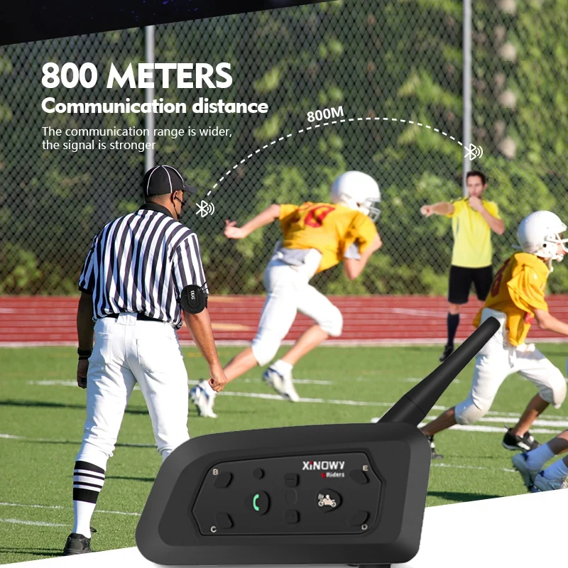 XINOWY 3.5 มม.V6C Pro Professional ฟุตบอลผู้ตัดสิน Intercom 2 ฟุตบอล Duplex Group Talking Interphone จักรยานชุดหูฟังบลูทูธ