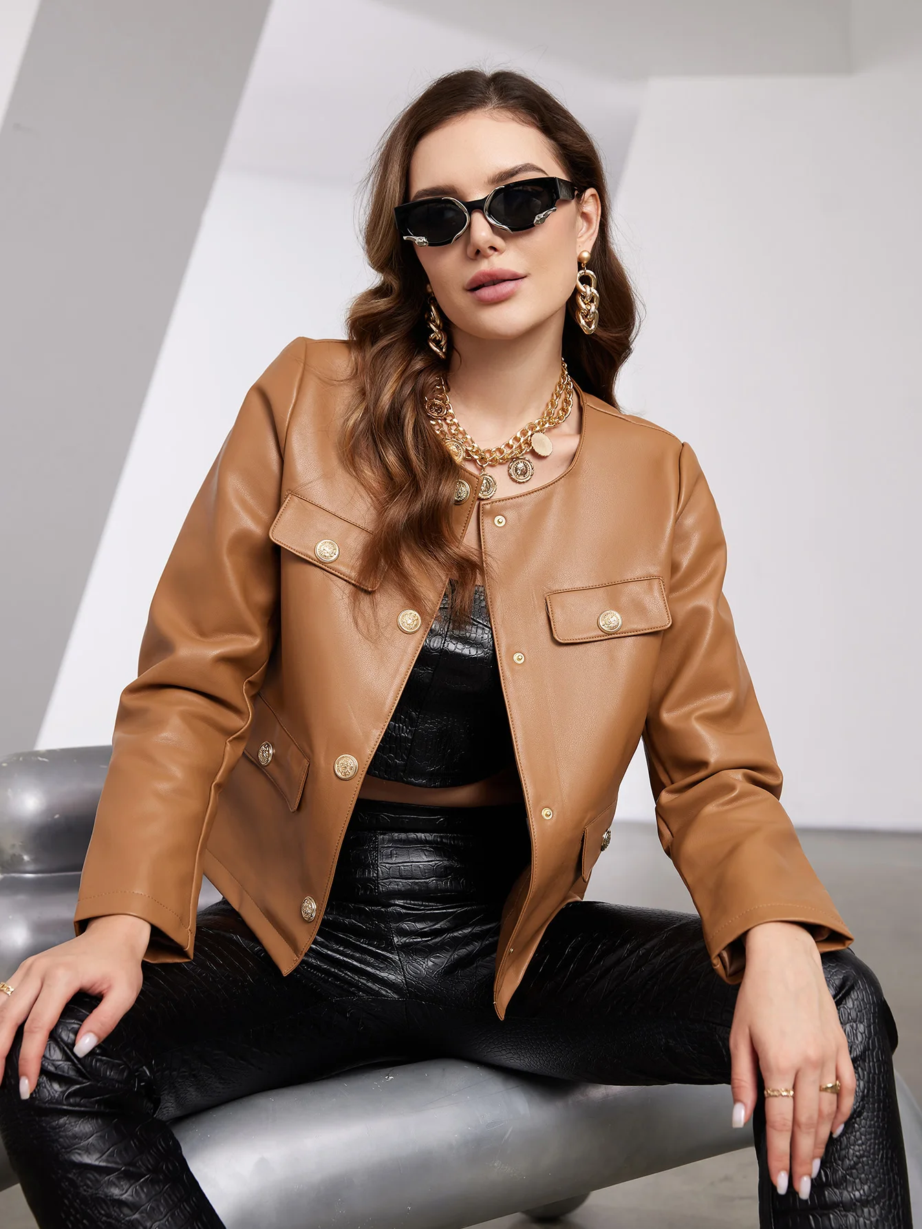 ZIAI New Spring Women Faux Leather Jacket Casual PU Loose Motorcycle Jackets Female Streetwear Oversized Korean Coat YDP-21597