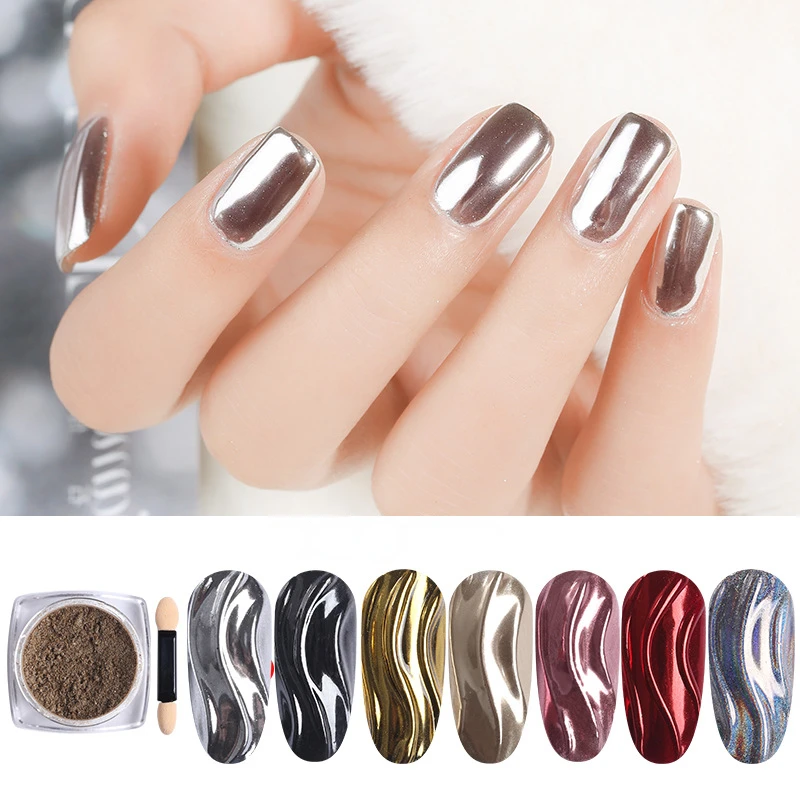 Nail Art Mirror Glitter Powder Rose Gold Silver Metallic Effect Nail Glitters For Nails UV Gel Polish Nails Chrome Pigment Decor