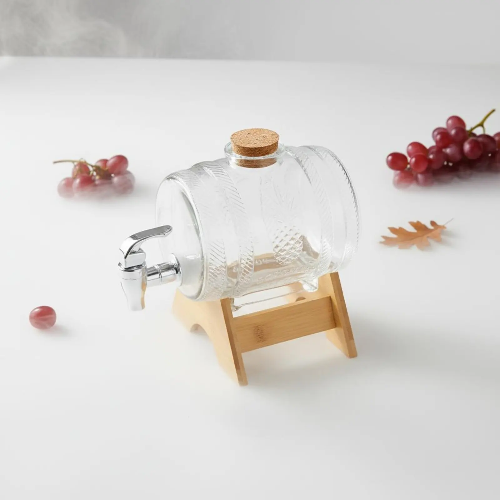

Glass Spigot Beverage Dispenser Wide Mouth Design Glass Jar with Tap Countertop Oenological Beverage Barrel with Stand Versatile