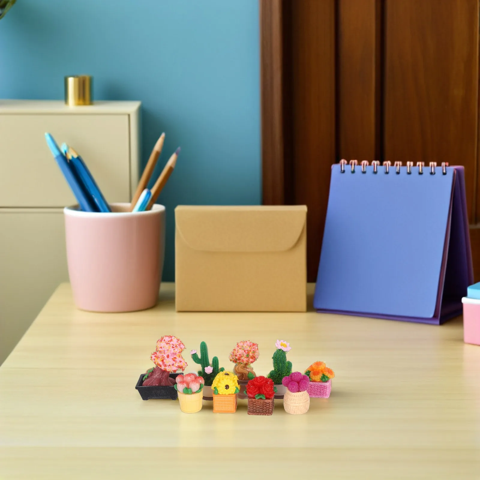 

9 шт., мини-смола, сочные растения бонсай, крошечные украшения кактуса в горшках, сделай сам, микропейзаж, сказочный сад, украшение для дома и офиса