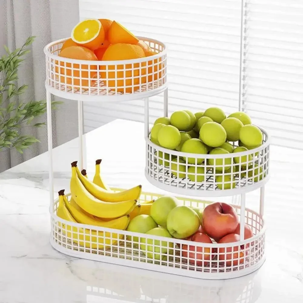 

Countertop Fruit Basket Metal Wire Storage Basket Space Saver Vegetables Fruit Display Rack for Living Room Kitchen Dining Table