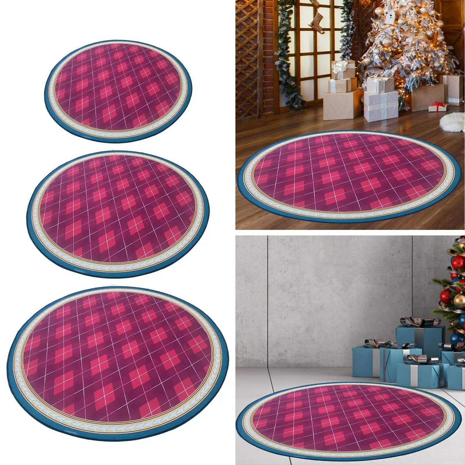 British style Round Area Rug Water Absorbent Modern Floor Mat for Kitchen Indoor Apartment Bedroom Nursery Room Living Room