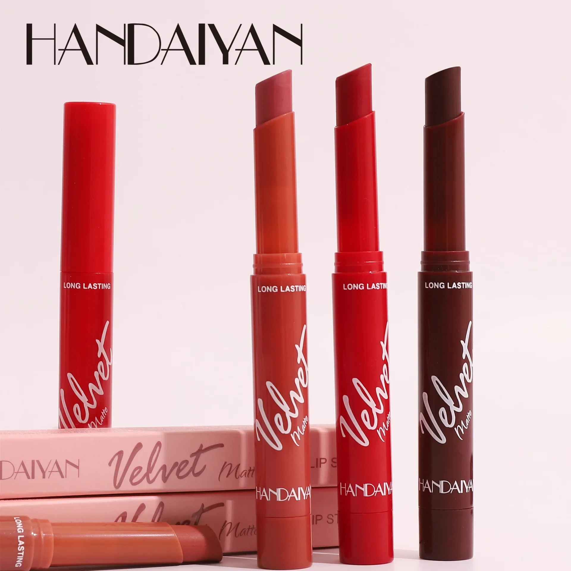Batom fosco sexy, 8 cores, à prova d'água, longa duração, renderização de cores, antiaderente, veludo, forro labial, lápis, maquiagem feminina, cosméticos