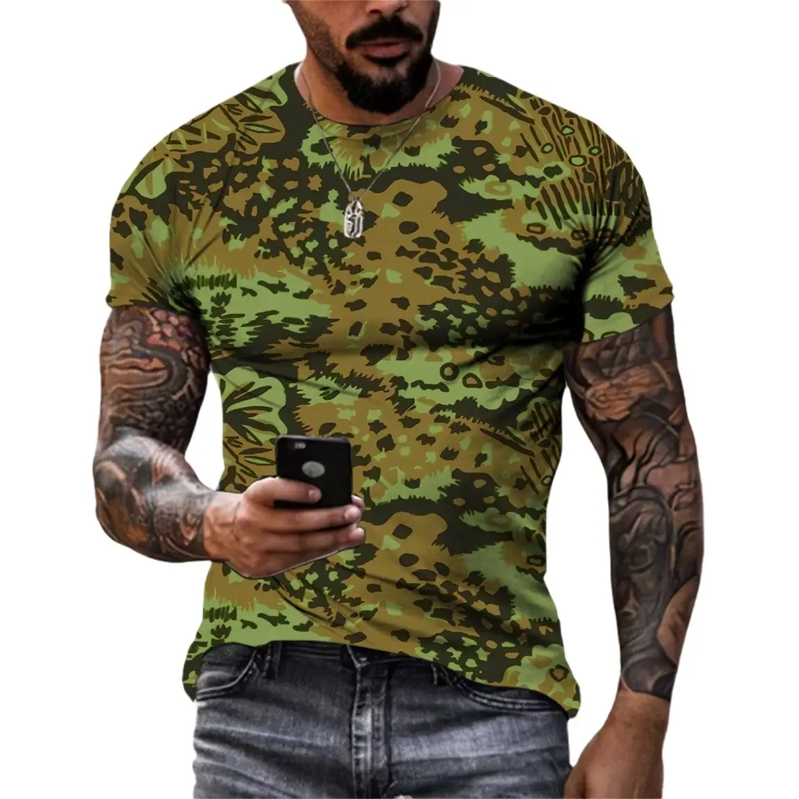 Summer New Camouflage Men\'s and Women\'s T-shirts Fashion Casual Printed Tees Hip Hop Personality O-neck Short Sleeve Tops