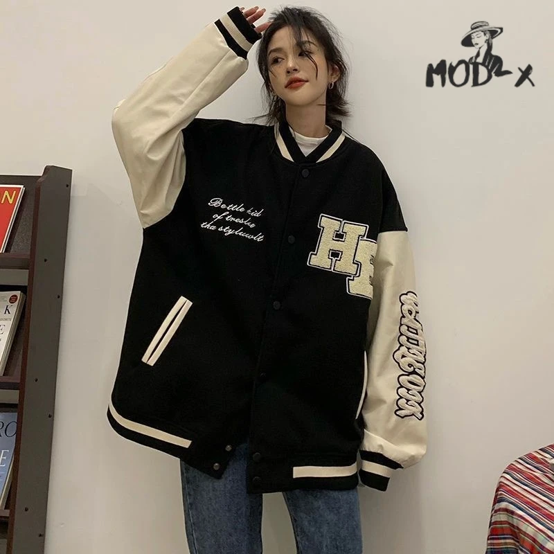 MODX American Retro Baseball Wear Female Autumn And Winter Thick Color Contrast Design Sense Of Niche Jacket Jacket Female