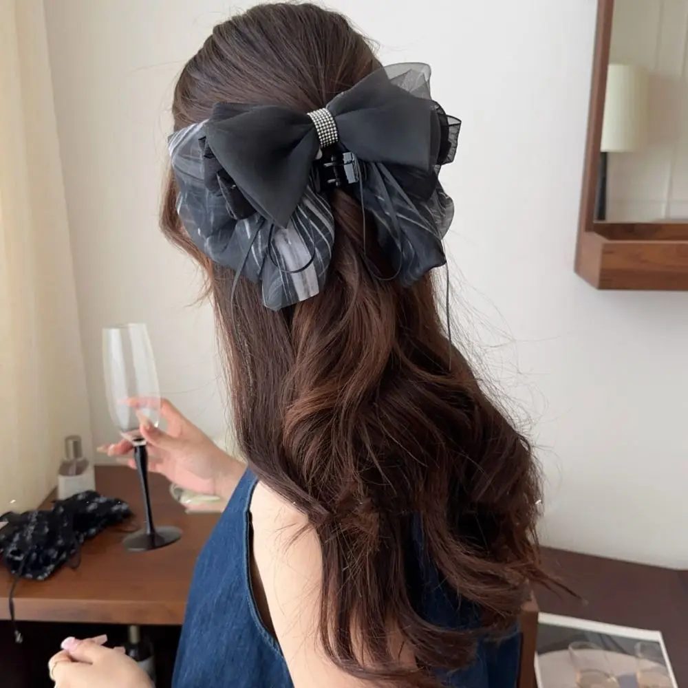 انتزاع كليب القوس الشريط مشبك شعر البولكا نقطة الأزهار الشيفون Bowknot مشبك شعر ذيل حصان كليب أغطية الرأس زهرة دبوس الشعر إكسسوارات الشعر