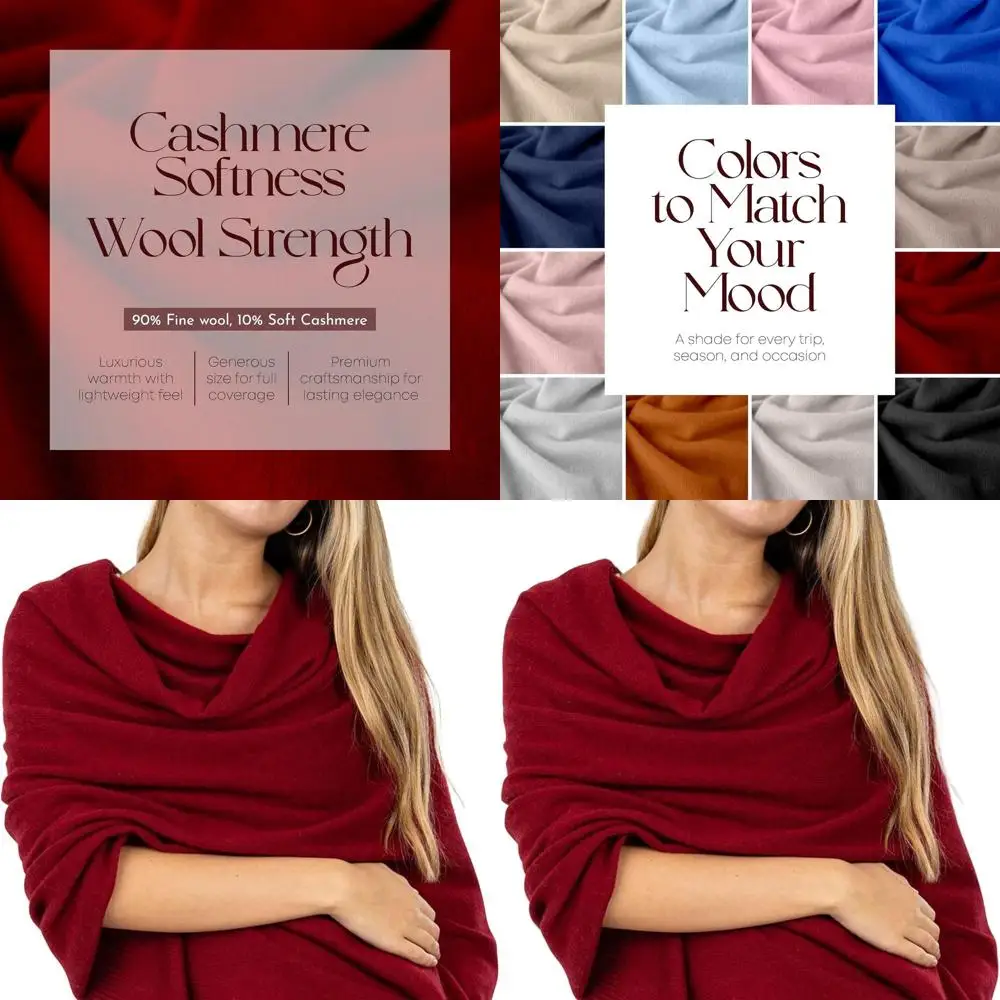 

Luxury Cashmere Blend Shawl, Knitted Pashmina Stole, All-Season Wrap for Women