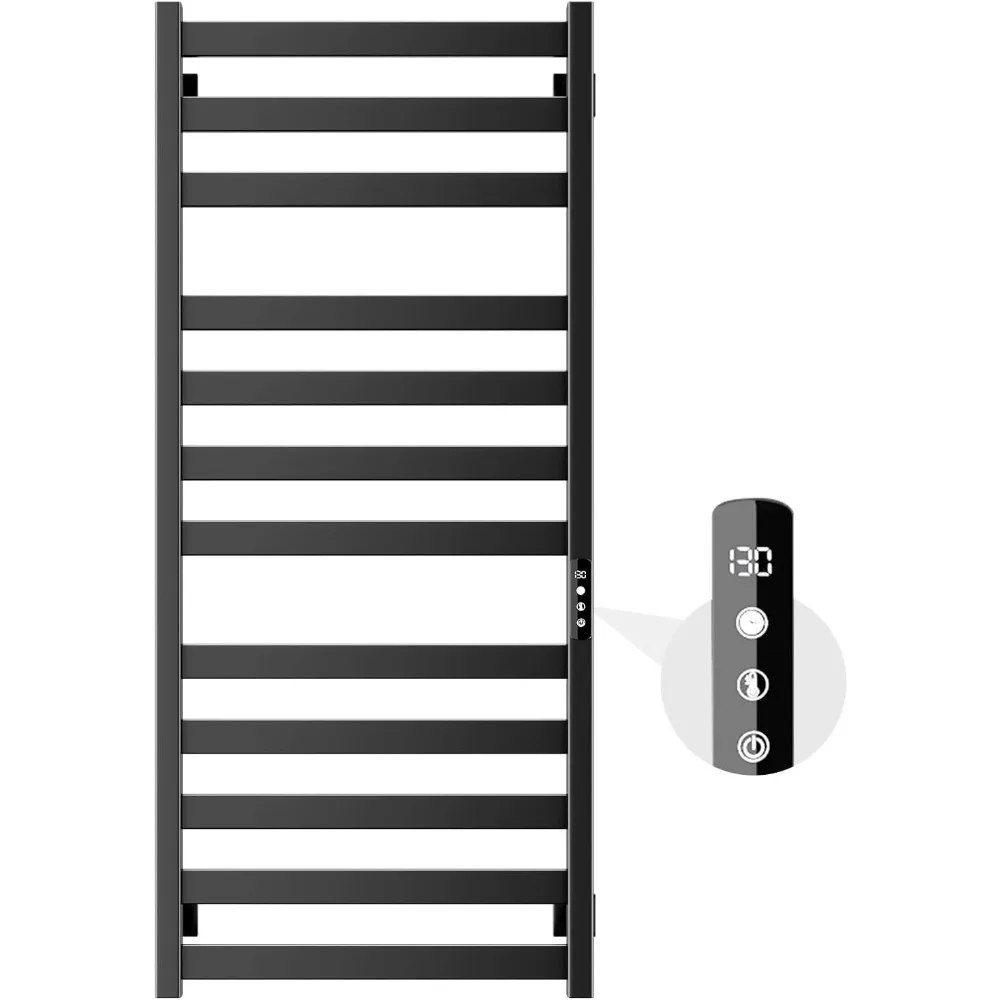 

Towel Warmer,Stainless Steel Towel Warmer Rack for Bathroom -12 Bars Wall Mounted Towel Heater, Hard Wired/Plug-in, Black