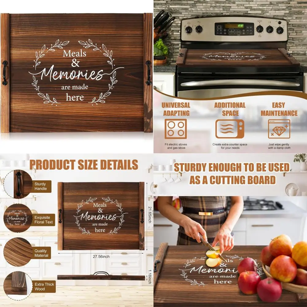 

Деревянная разделочная доска с ручками, 27,5x21,6 дюйма, крышка раковины для электрических газовых горелок, использование верхней плиты