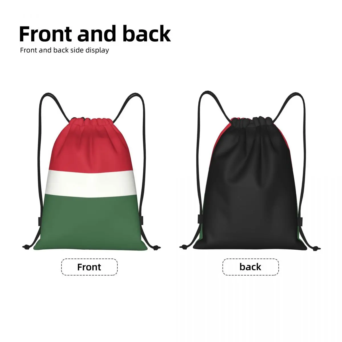 Custom Hungary Flag Drawstring Bags Men Women Lightweight Sports Gym Storage Backpack