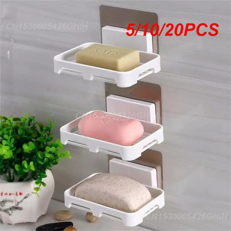 5/10/20PCS Wall Mounted Soap Dish Convenient 4 Colors Shower Soap Holder Soap Box Soap Storage User Friendly Soap Holder