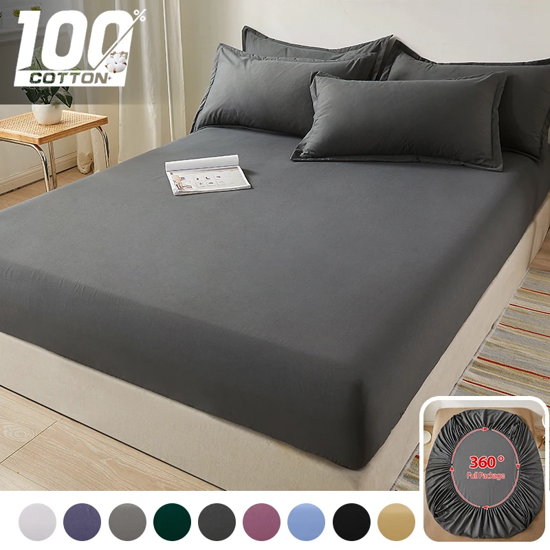 Waterproof Fitted Bed Sheet With Elastic Band Skin-friendly Mattress Cover For Single Double King Queen Bed 140/150/160x200  침대