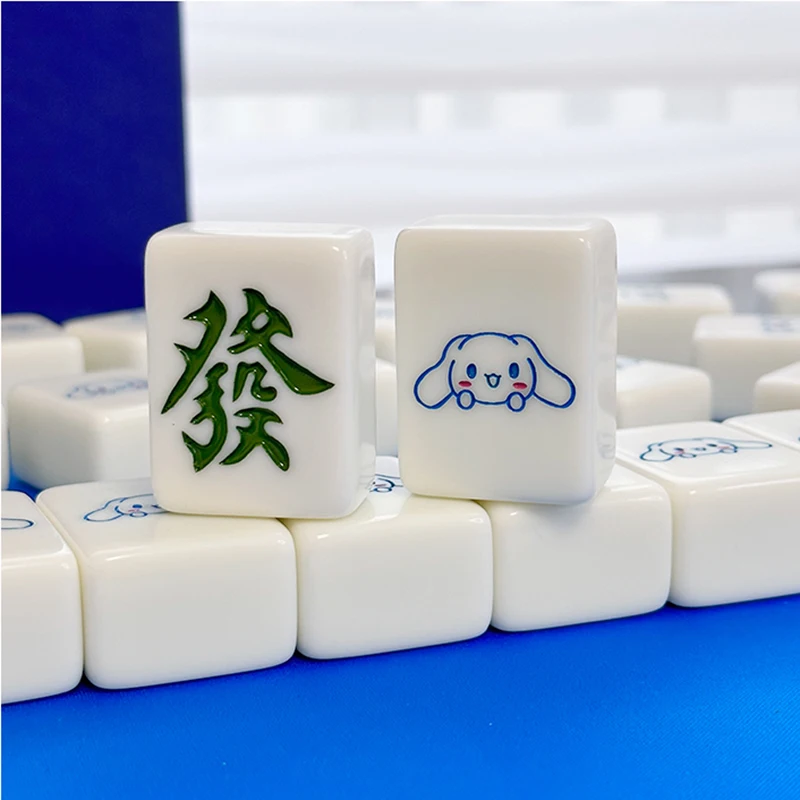 144pcs Household Hand Rubbing Mahjong Card Cute Net Red White Crystal Cute dog 40mm Cartoon Mahjong Card Environmentally MJ33