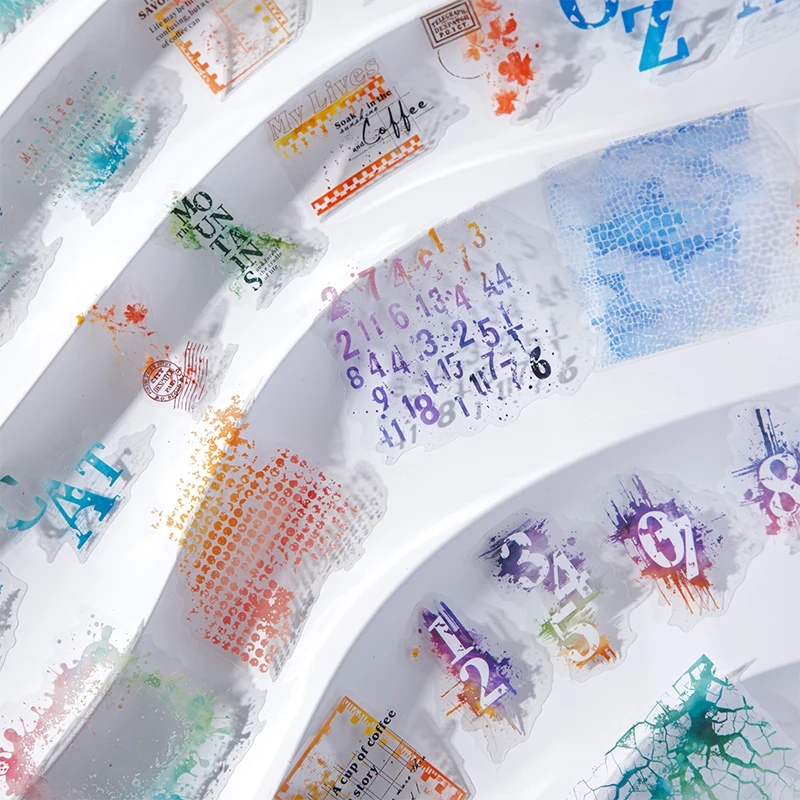 20 sheet Creative flash Watercolor smudging Stickers hand tent DIY Stick Labels Scrapbooking Material Junk Journal Supplies