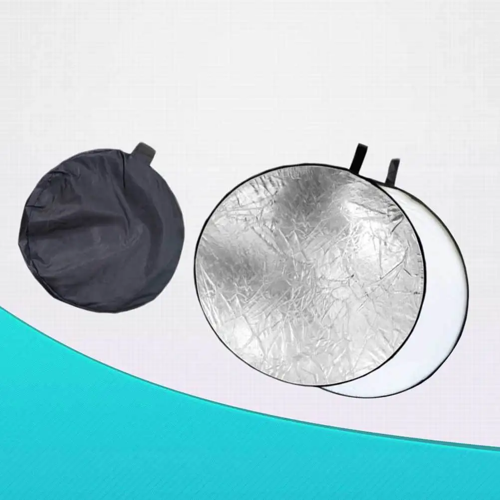 80Cm 2-In-1 Light Reflector Round Foldable Photography Reflector Portable For Portrait Soft Light Durable Steel Frame Carry Bag