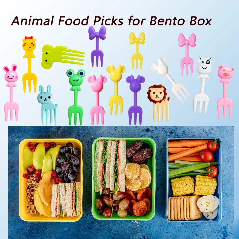 Palillos Para Fruta De Niños Kids Rat Head Bow Food Picks Cartoon Cute Bento Forks for Lunch Box Decorative Accessories