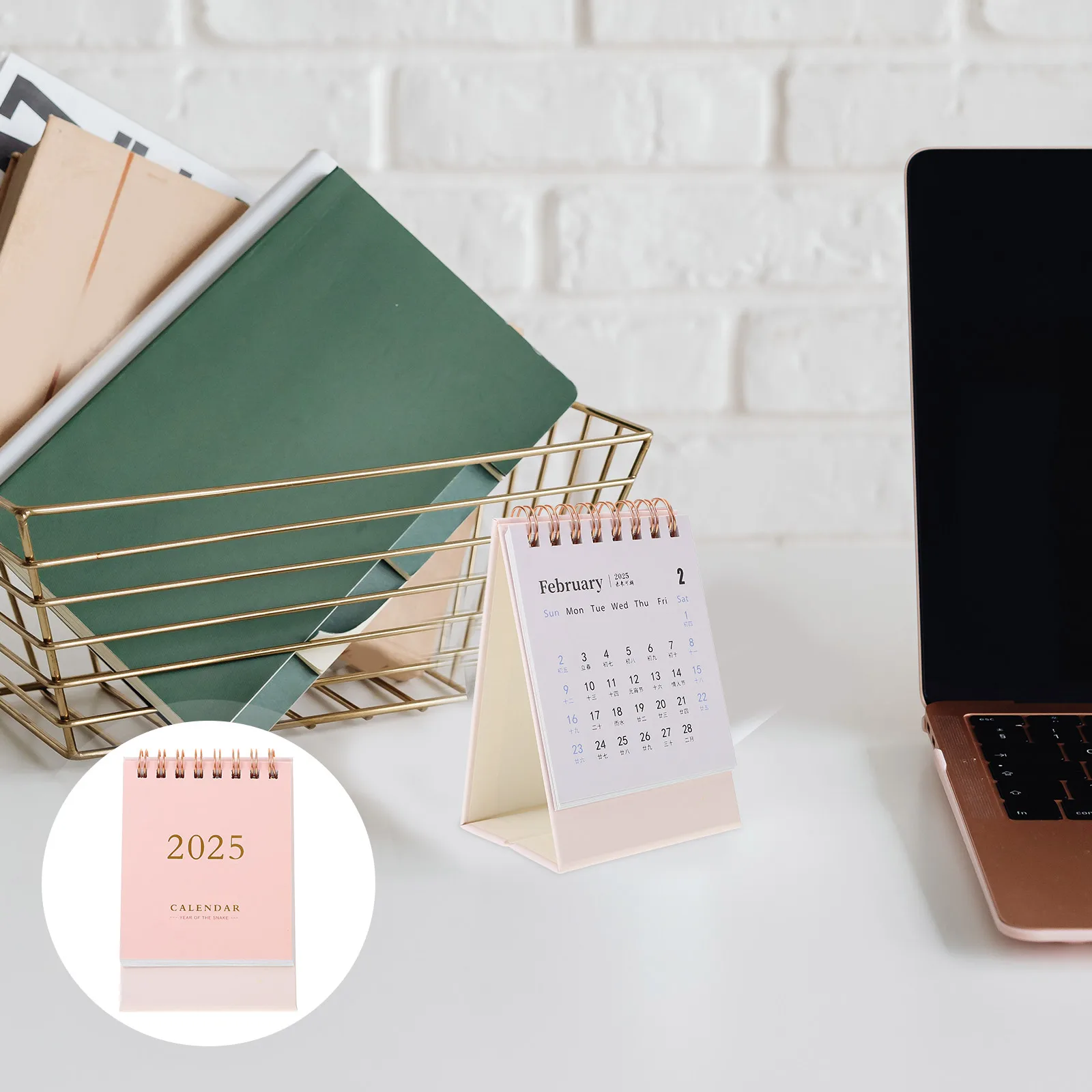 

Mini Desk Desk Calendar 2024-2025 2024-2025 Thick Material Simple Design Office Home Decor Monthly Flip Calendars
