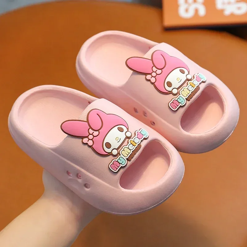 Lovely Sanrioed Children Slippers Anime Hello Kitty Cinnamoroll Platform Non-Slip Home Comfortable Kawaii Outdoor Beach Sandals