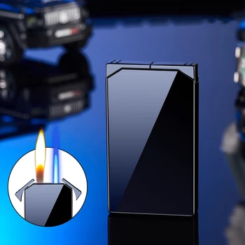 Tocha de metal Windproof para homens, Turbo Direct Double Flame, Isqueiro a gás de cozinha, Churrasco ao ar livre, Camping Charuto Isqueiro, High End Presentes