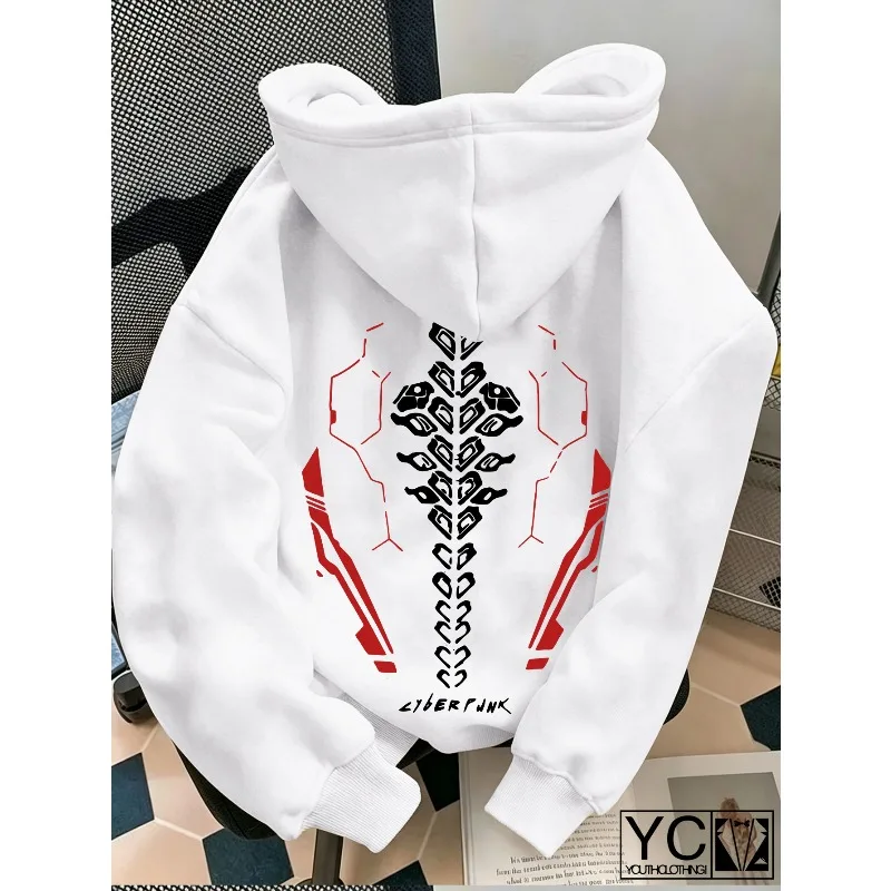 Herren-Hoodie im Cyberpunk-Stil, dunkler Gothic-Hoodie, neue Herbst- und Winterkollektion, lässiger Unisex-Y2K-Hoodie – Detail 8