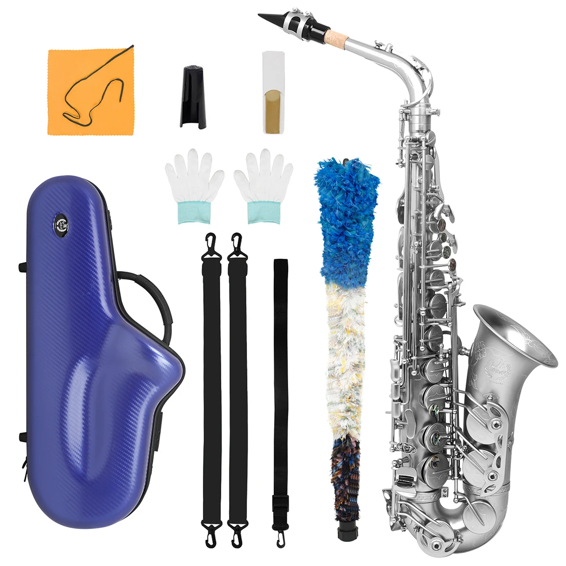 Wholesale Eb Alto Saxophone Frosted Silver Brass Instrument With Case For Student Band Factory Supply