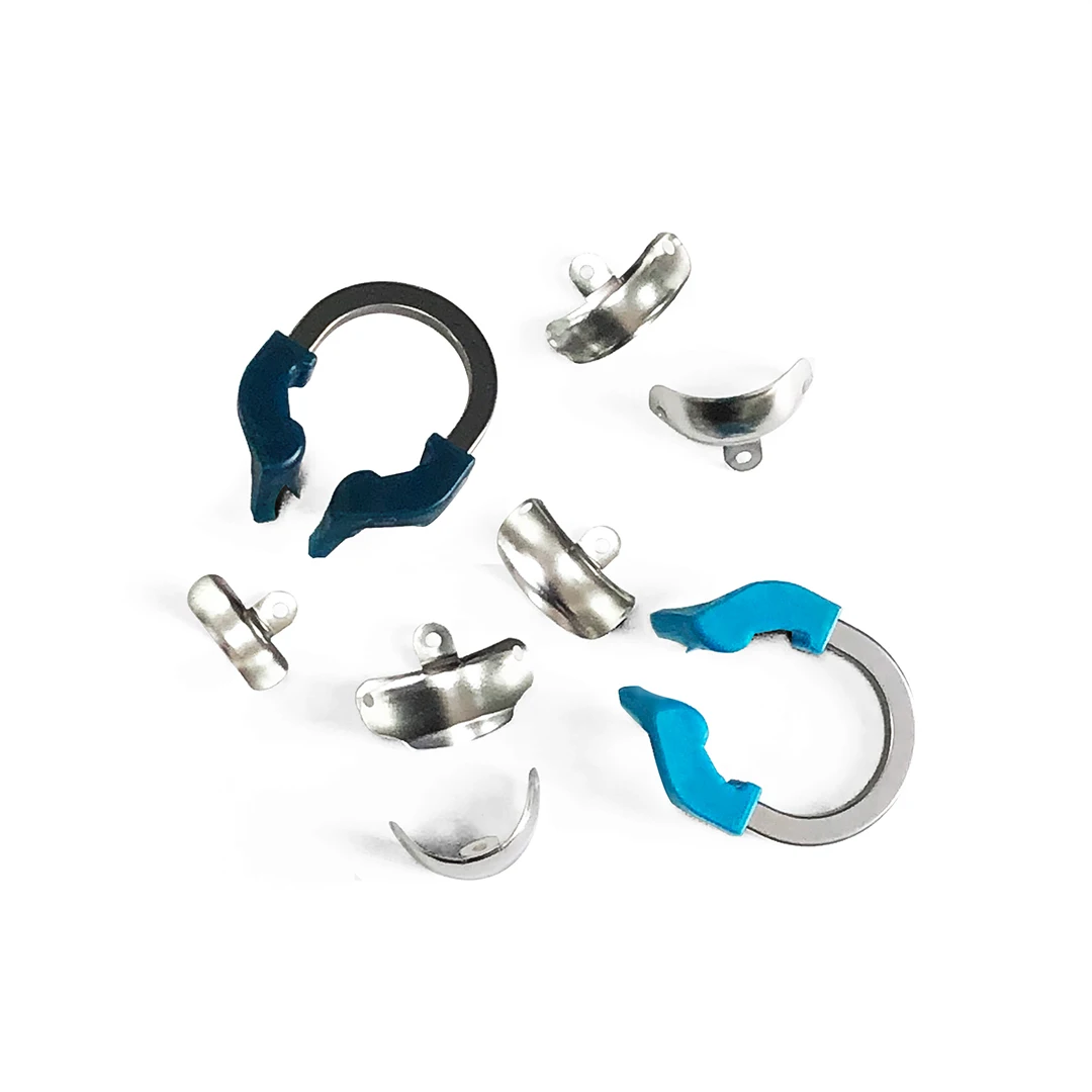 

Dentpark Dental Sectional Matrix System Set C2 100pcs Matrix Bands &2 NITI Nickel-Titanium Alloy Clamp Ring R6 Dentistry Tools