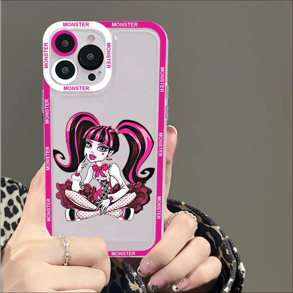 M-Monster Cartoon High Phone Case For iPhone 14 13 12 11 Pro Max Mini X Xs XR 6 7 8 Plus SE 2020 Transparent Case