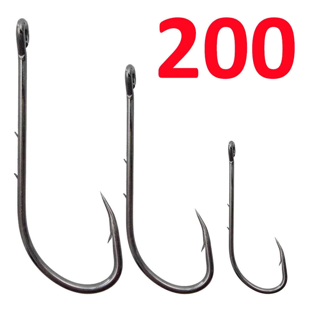 200 pcs fishing hooks Kit Barbless Circle & Curve 200 pcs Baitholder Fishhook Carp