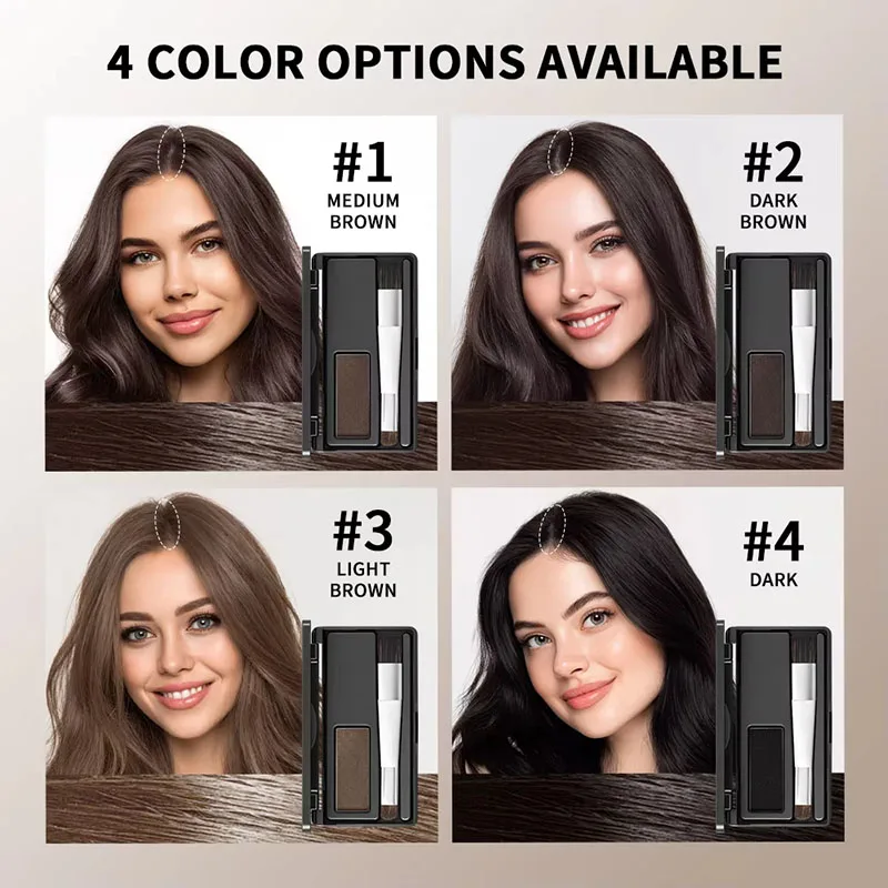 2in1 Hair Dye Palette with Brush Black Brown Coffee Long Lasting Temporary Hair Coloring Covered White Hairs Hairline Waterproof