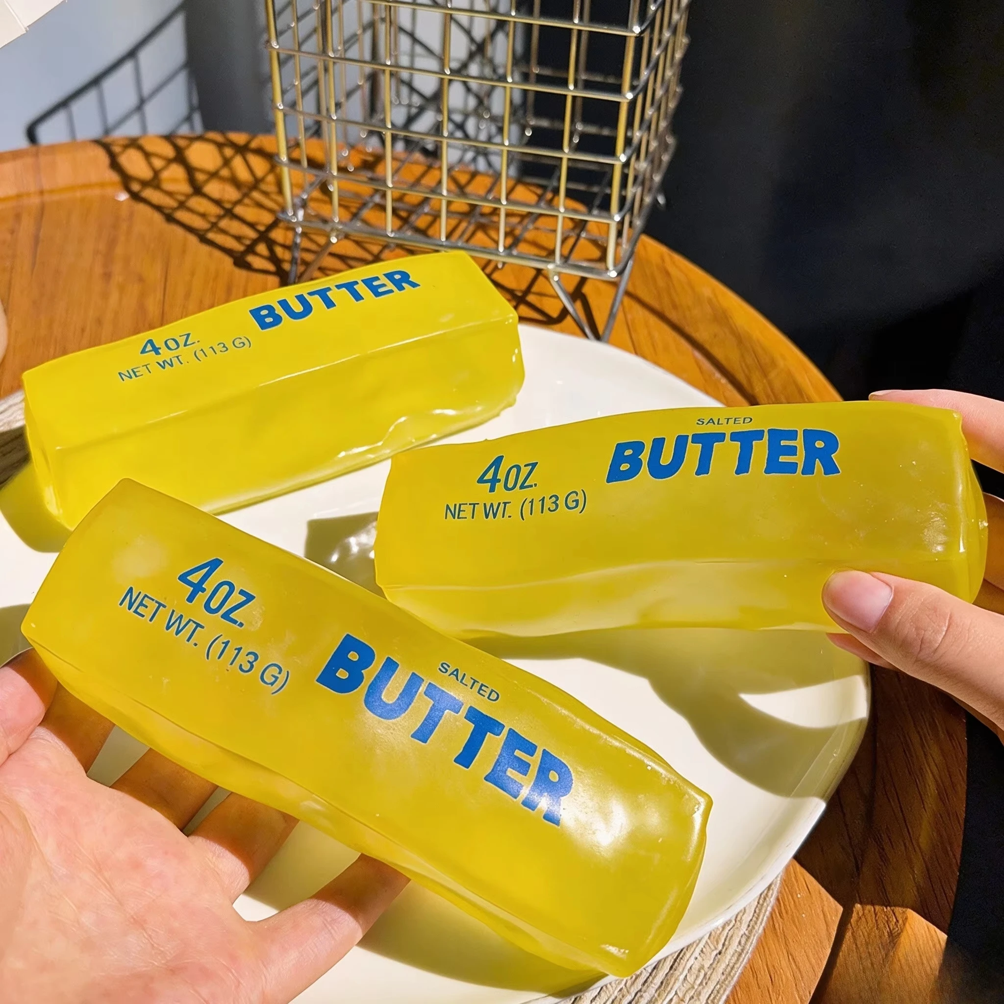 Squishy Elastic Butter Stick Fidget Toy Cheese Shape Stress Relief Game Funny Decompression Prank Squeeze Toy for Anxiety Relief view 2