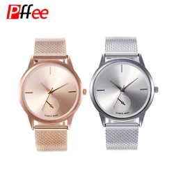 Relojes Pffee de plata y oro rosa para mujer, reloj de pulsera de cuarzo a la moda, reloj elegante para mujer, regalos