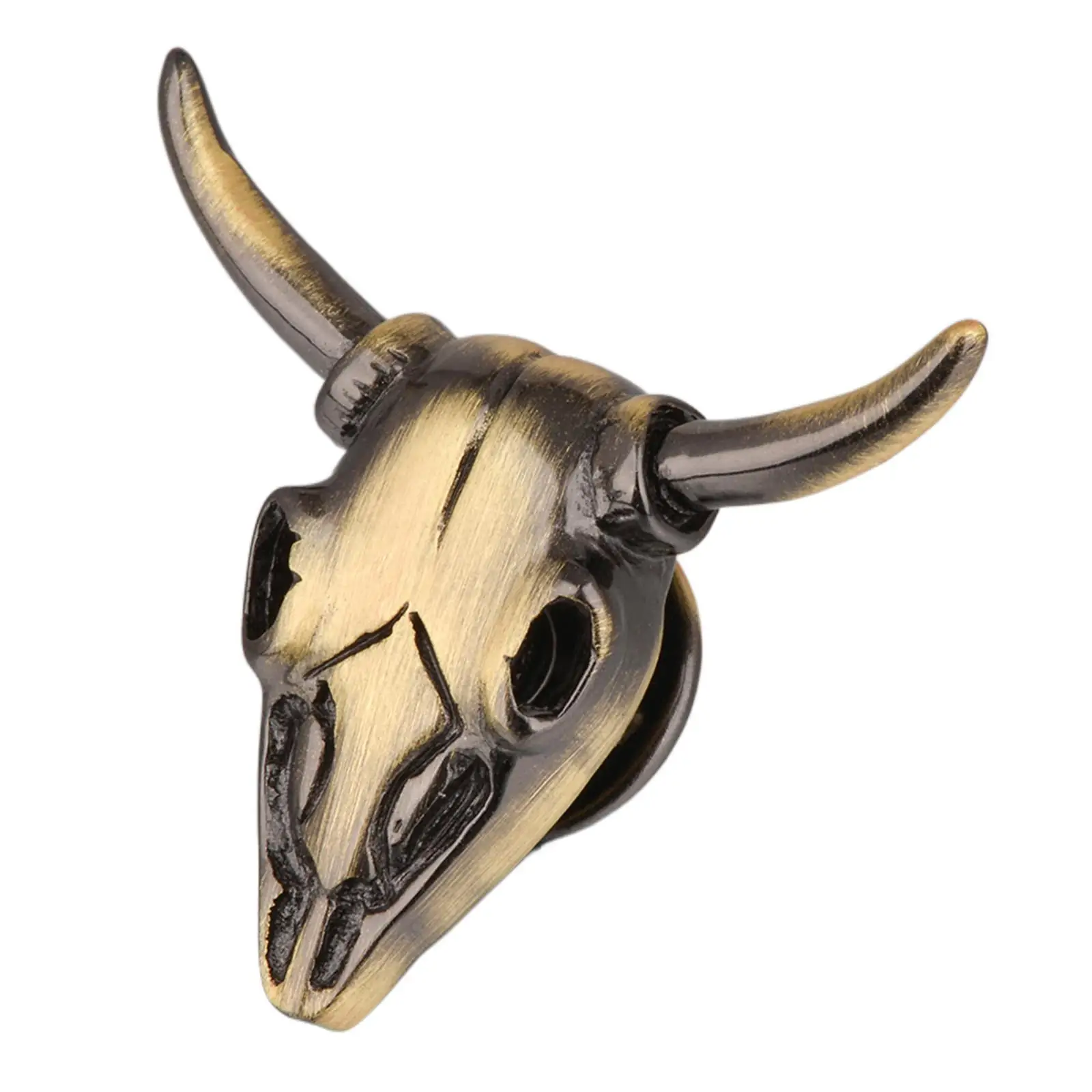 Men Brooch Pin Bull Head Charm Punk Tie Pin Animal Lapel Pin Badge for Hats Husband