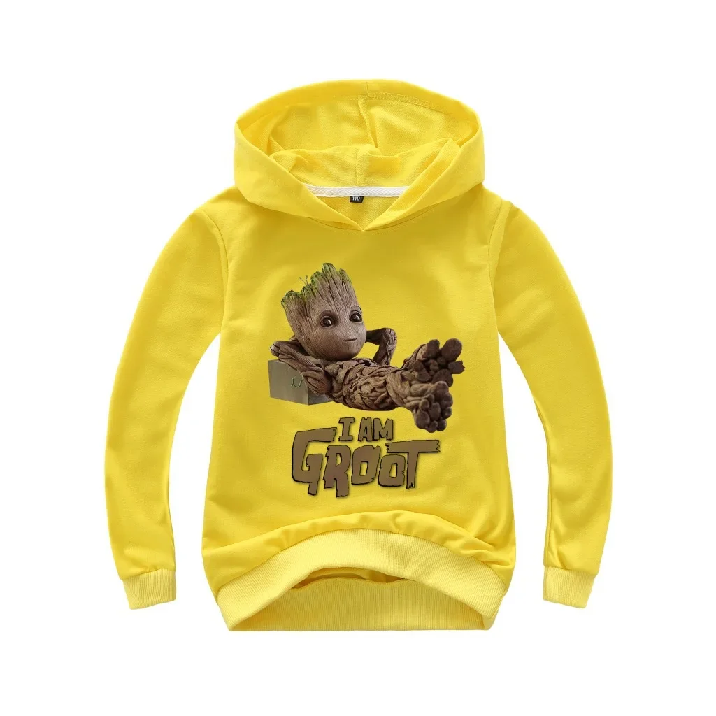 New Boys TShirts For Children Clothes Boys Hoodies Cotton Spring Autumn Kids Sweatshirts Tops Tees Groot Cartoon Girls T-Shirt