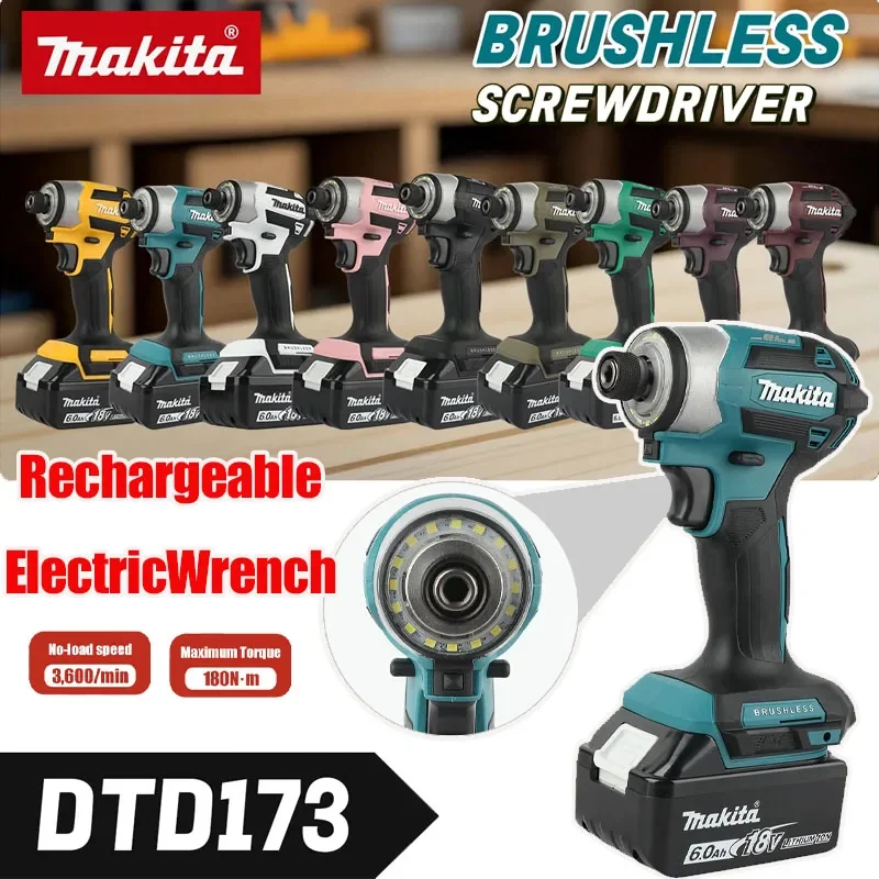 makita-dtd173-18v-lxt-cordless-brushless-impact-driver-180-n·m-wood-bolt-t-mode-electric-drill-rechargeable-power-tools