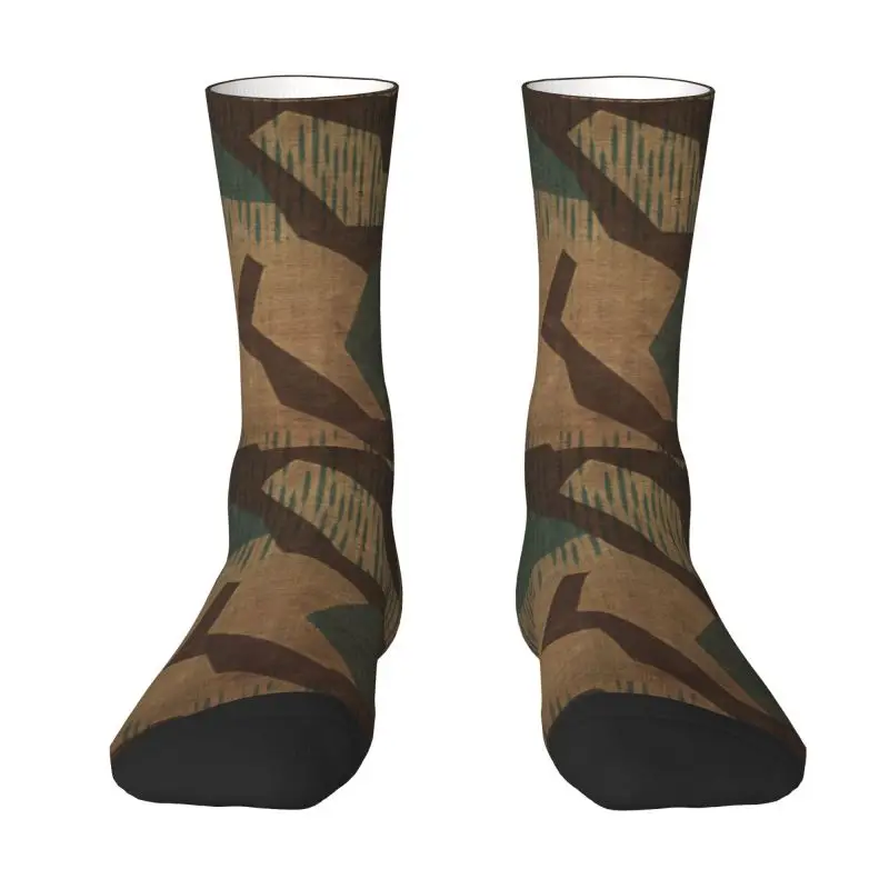 Splintertarn German WW2 Camouflage Crew Socks Unisex Kawaii Military Army Tactical Camo Spring Summer Autumn Winter Dress Socks