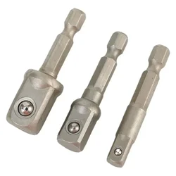 3pcs 1/4'' 3/8'' 1/2'' Socket Bit Adapter Hex Shank Drill Bits Chrome Vanadium Steel Extension Rod Power Tools