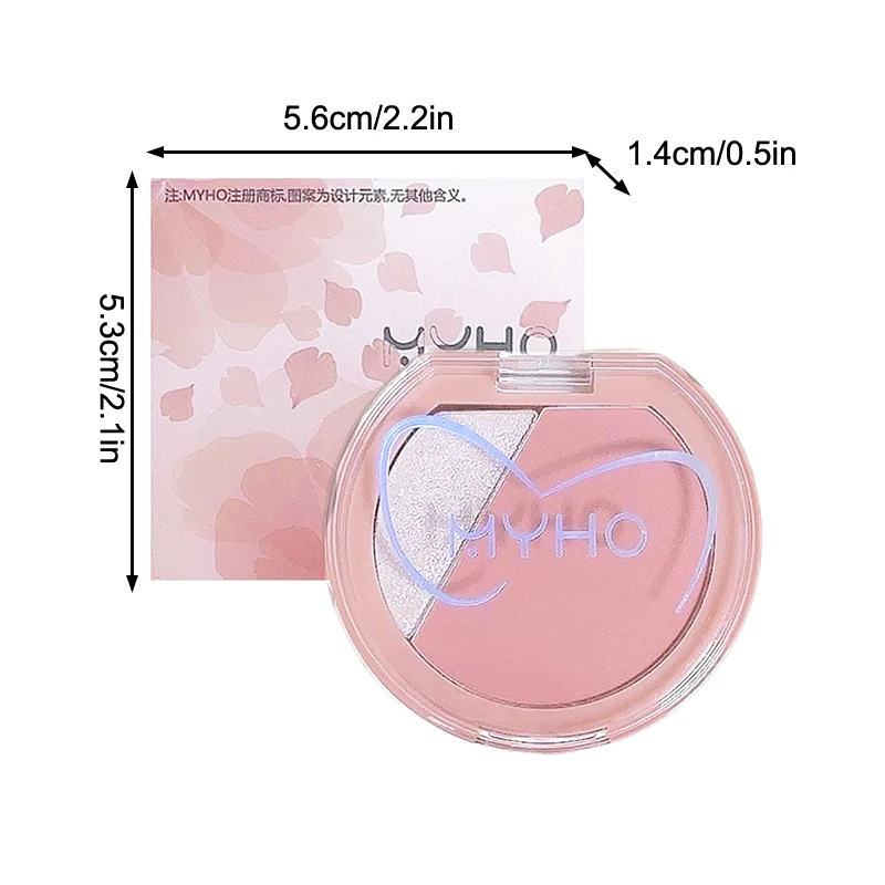 MYHO 2-w-1 Róż do policzków Matowy Naturalny Delikatny Kolor do Policzków Perłowy Rozświetlacz Rozjaśniający Wodoodporny Konturowanie Twarzy