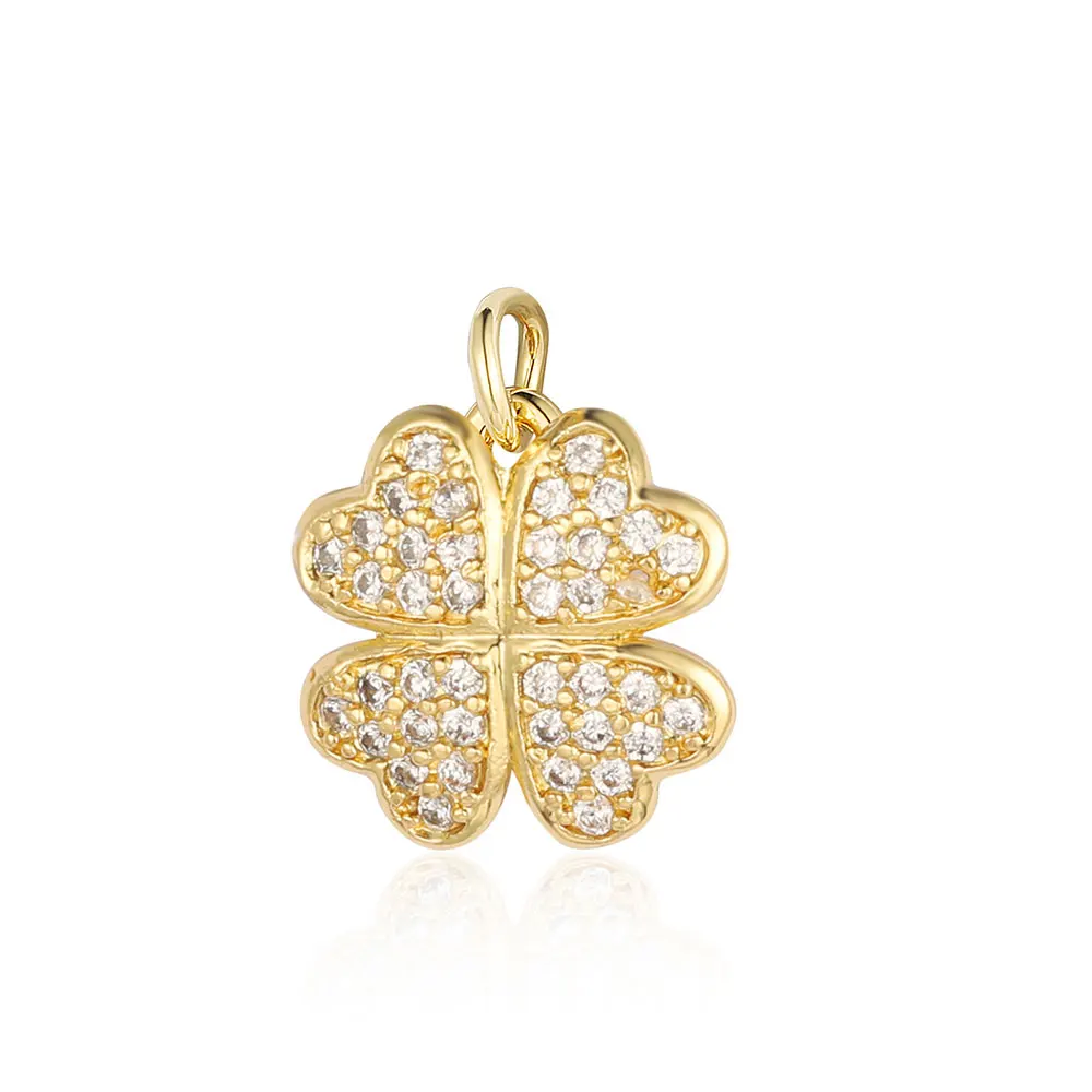 3pcs/lot Copper Cubic Zircon Hollow Clover Charm Lucky Eye Connectors Pendant for Bracelet Earring Necklace Making Wholesale