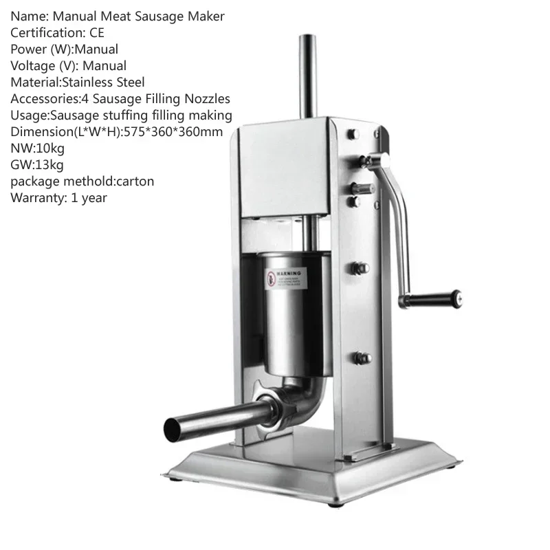 Electric 10L/15L Sausage Stuffer Stainless Steel Making Sausage Machine Commercial Grade with 4 Filling Funnel for Home