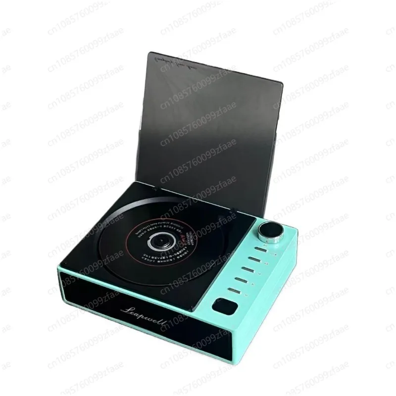 Vintage Vinyl Look CD Player Flip Cover Desktop Bluetooth Audio Speaker Support USB TF Card Playback