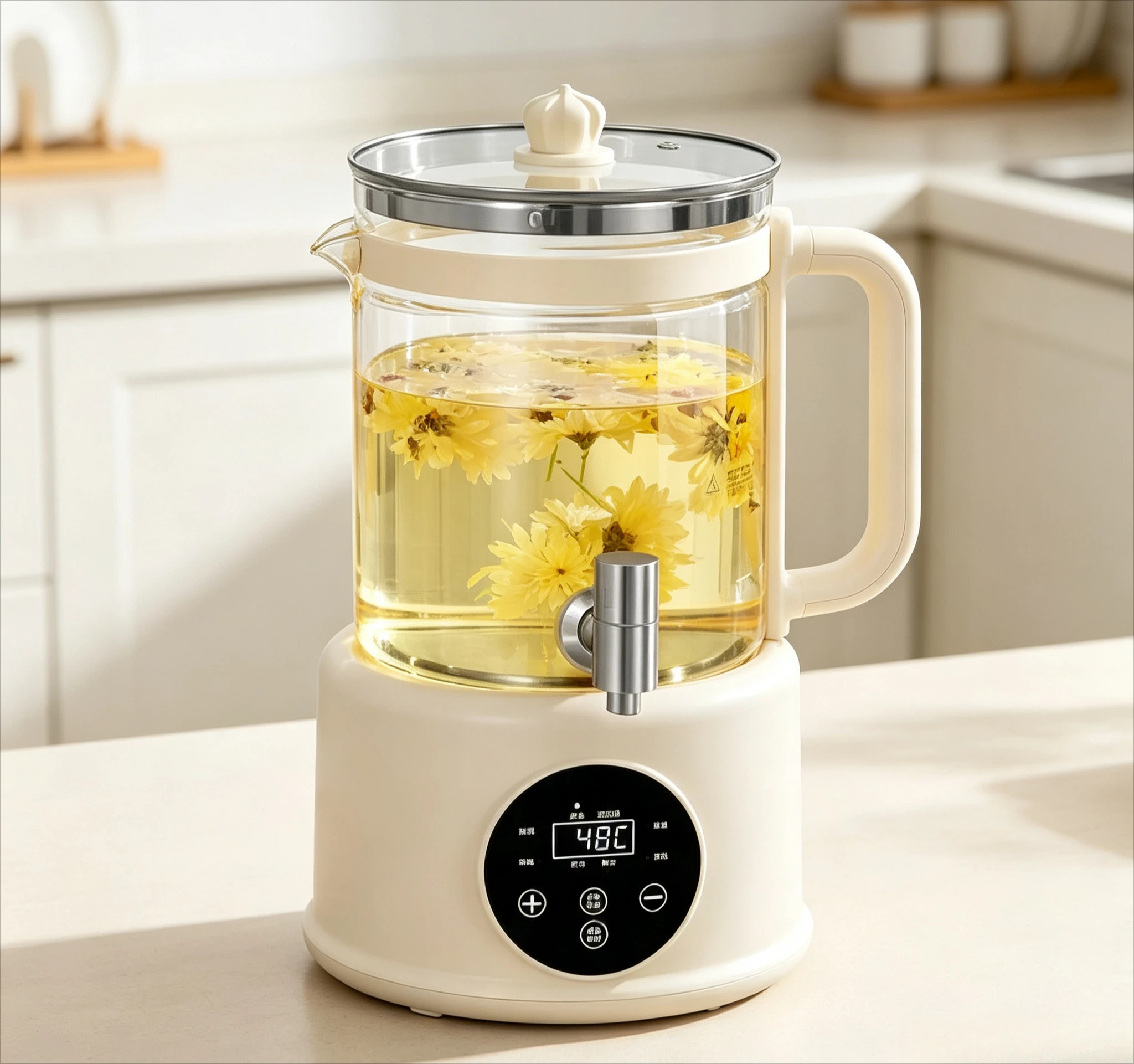 For 4L Large Capacity Multifunctional Electric Health Pot Household Flower Tea Soup Stew Pot Auto-Off & Multi-Mode Cooking